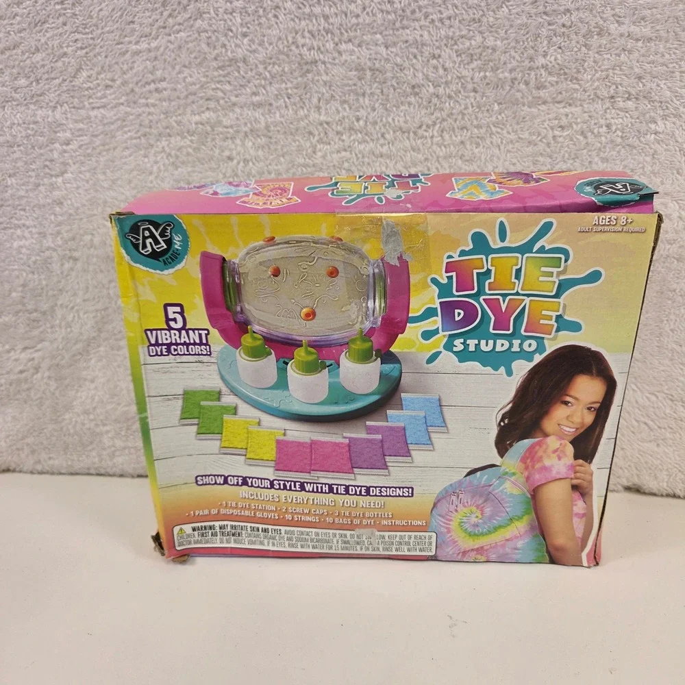 Acade-Me Tie Dye Studio Kids Craft Kit 5 Vibrant Colors All-in-One Station